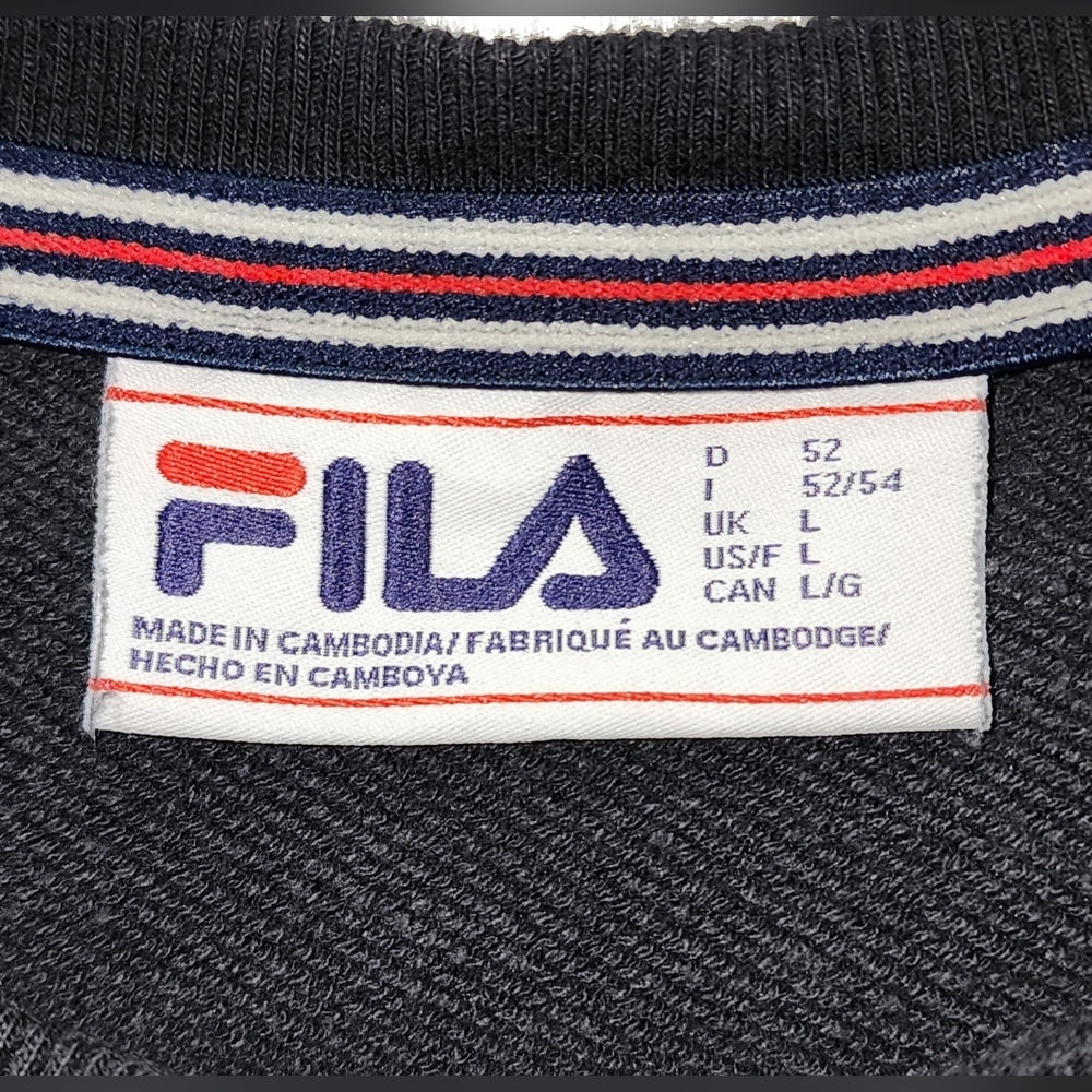 FILA Men's French Terry Crew Neck Sweatshirt Black Large - Picture 3 of 6